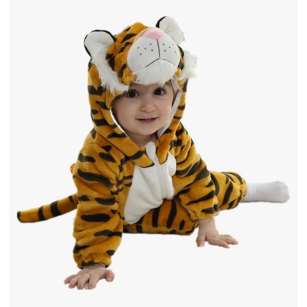 NEW Baby 3-6 Months Tiger Costume‎ Jumpsuit Hooded Outfit Orange Black